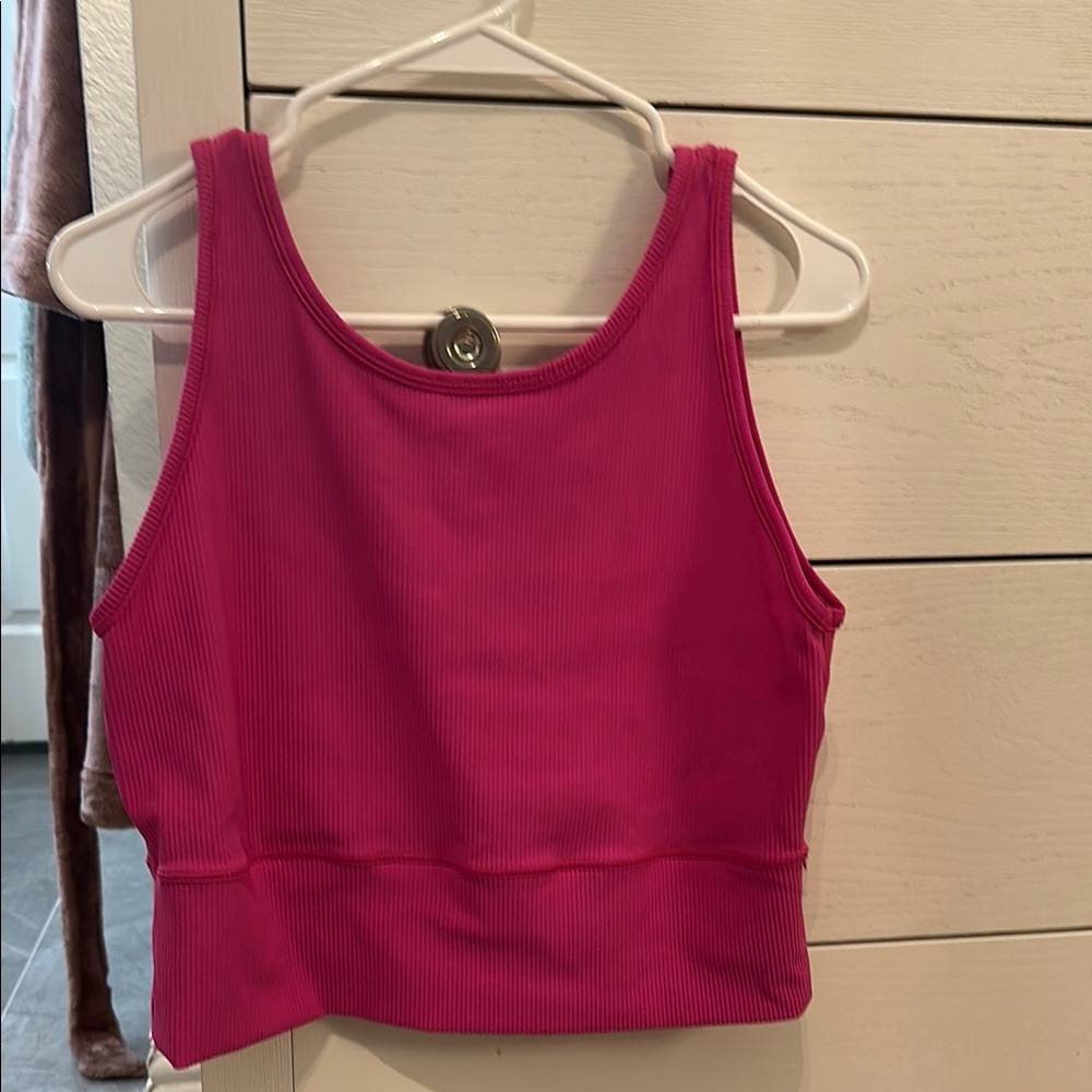 Lululemon Athletica Pink ribbed power pivot Fitted Crop Tank Top